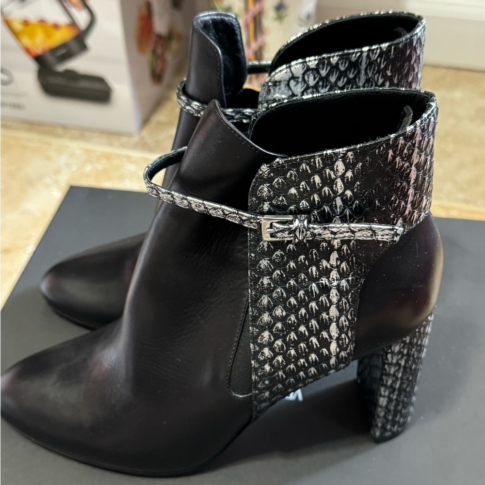 Elegant Black and Silver Women's Ankle Boots